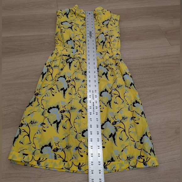 Diane Von Furstenberg Yellow Floral Sleeveless Mini Dress - Size 4 - Picture 6 of 6